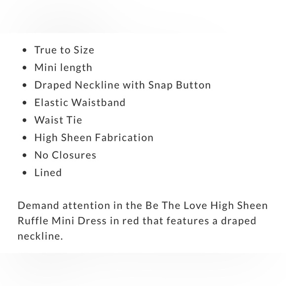 NWOT Vici Red Be The Love High Sheen Ruffle Mini Dress Sz Medium - Picture 6 of 14
